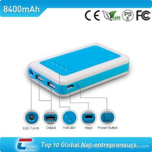 portable backup battery charger with CE/FCC/ROHS/PSE and LED torch